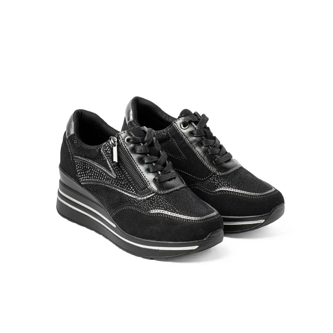 Sneakers Zeppa Alta Nere ROSE Winter