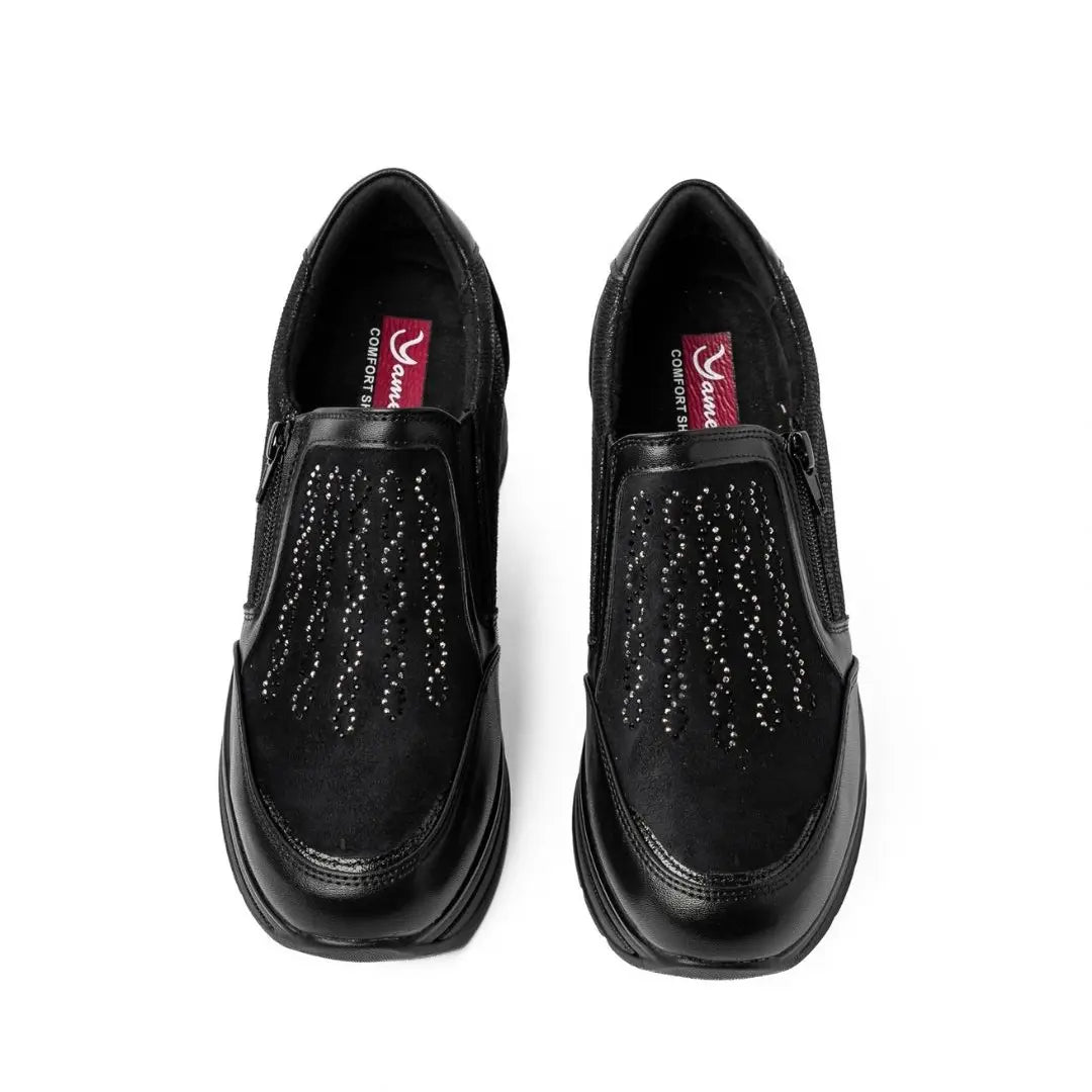 Sneakers Zeppa Alta Con Zip Nere VIVY