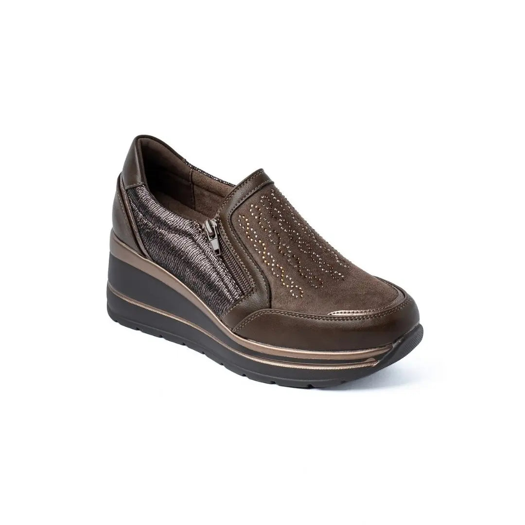 Sneakers Zeppa Alta Con Zip Testa Di Moro VIVY