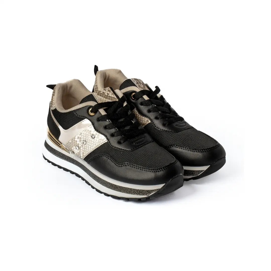Sneakers Inserti Con Strass Nere DAISY
