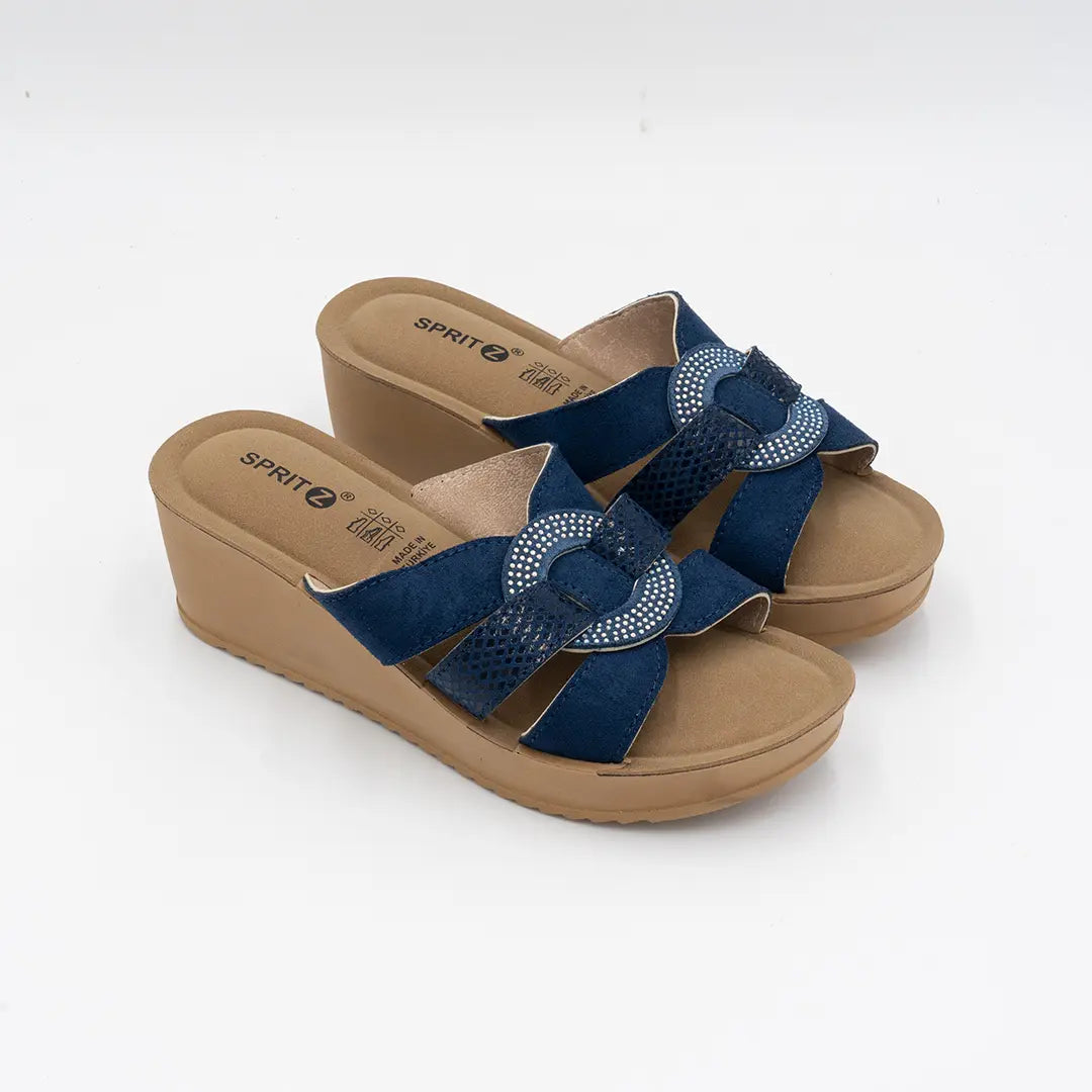Sandali Con Zeppa Blu CHRISTINE 2606