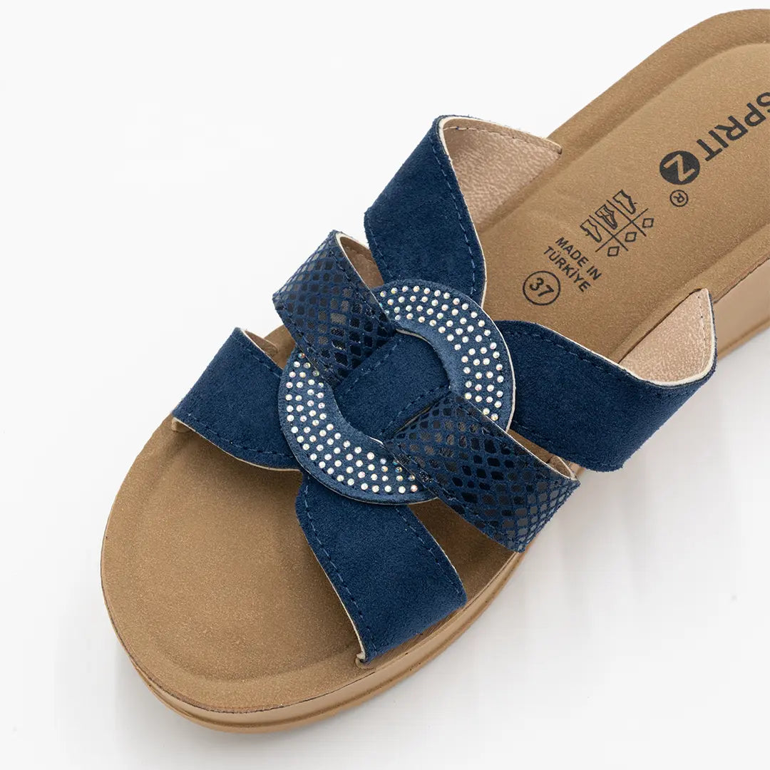 Sandali Con Zeppa Blu CHRISTINE 2606