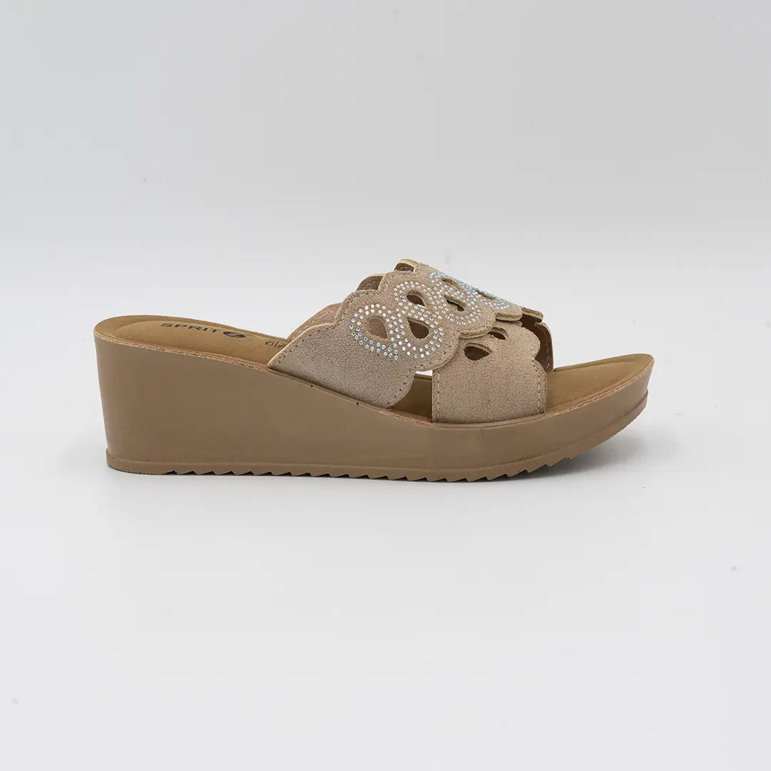 Ciabatte Con Doppia Fascia Beige OLLY 2607