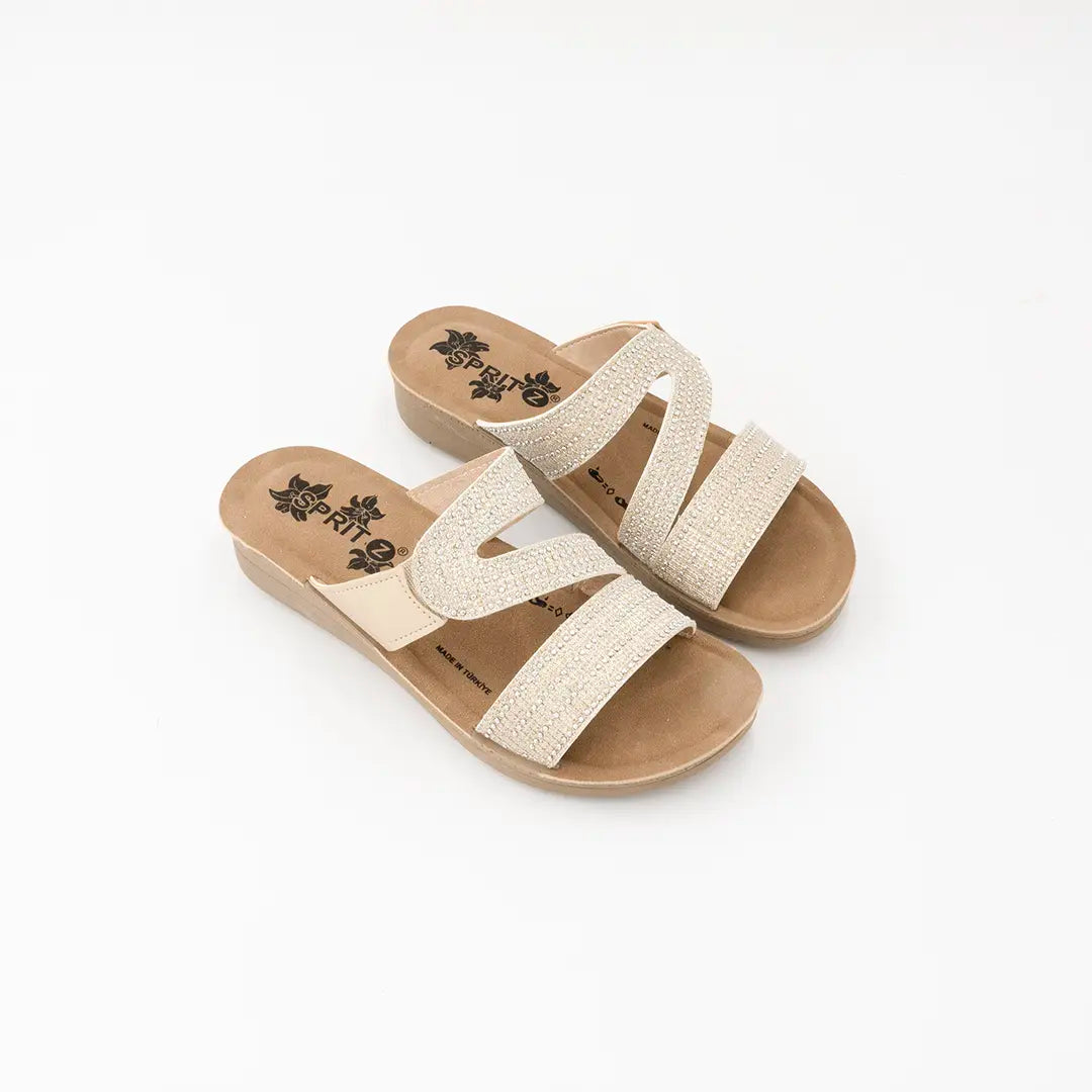 Ciabatte Con Brillantini Beige FIONA 2804