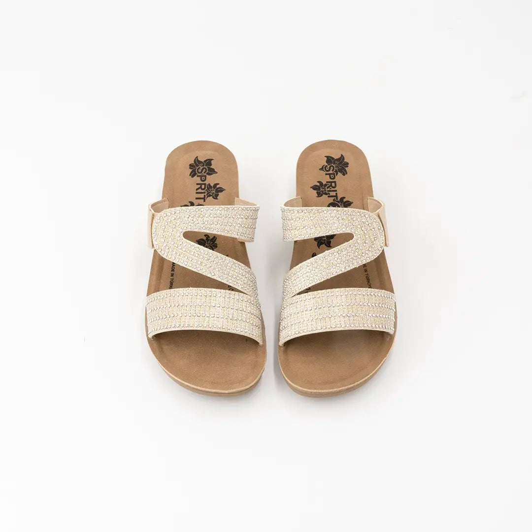 Ciabatte Con Brillantini Beige FIONA 2804