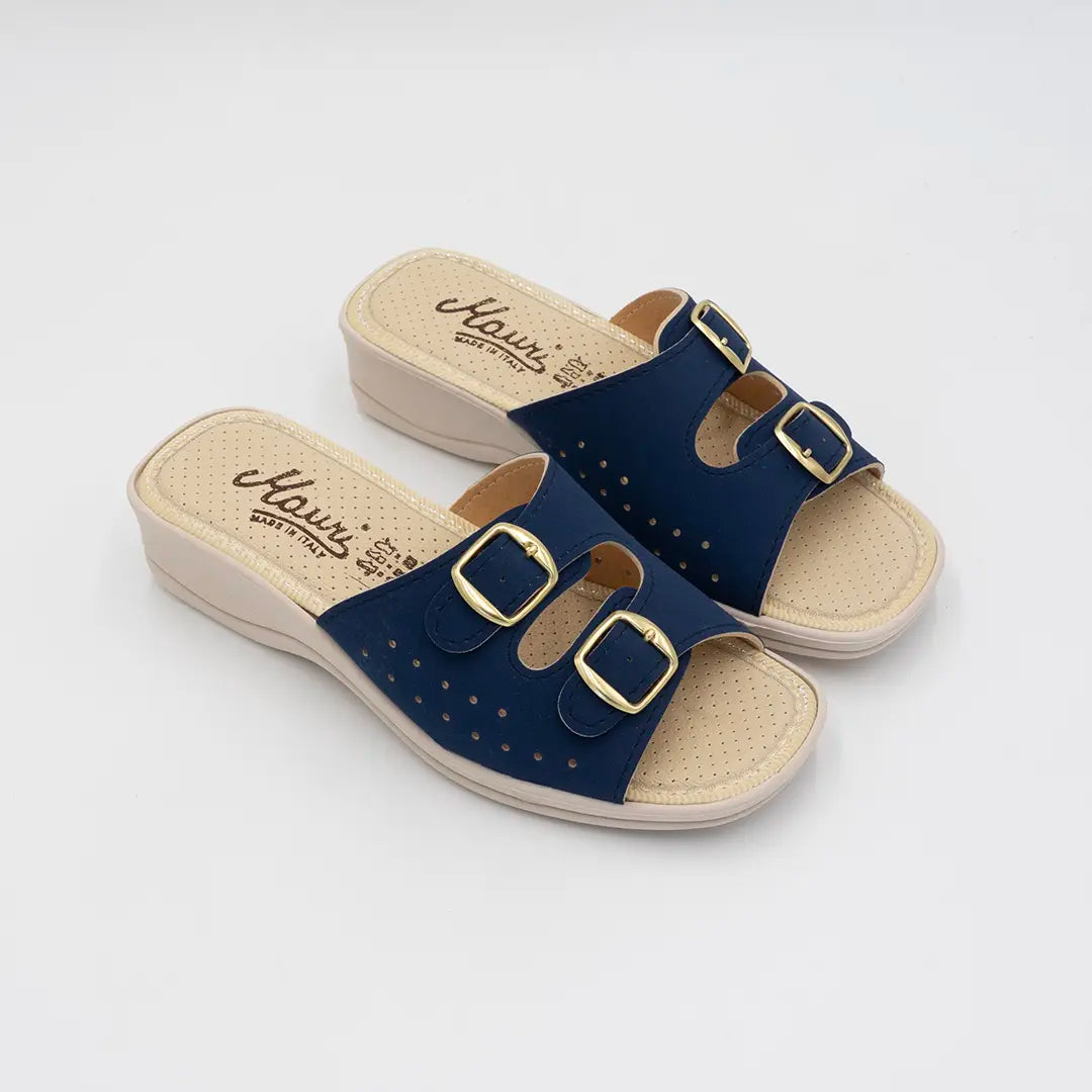 Ciabatte Con Doppia Fibbia Regolabile Blu IDA 5011