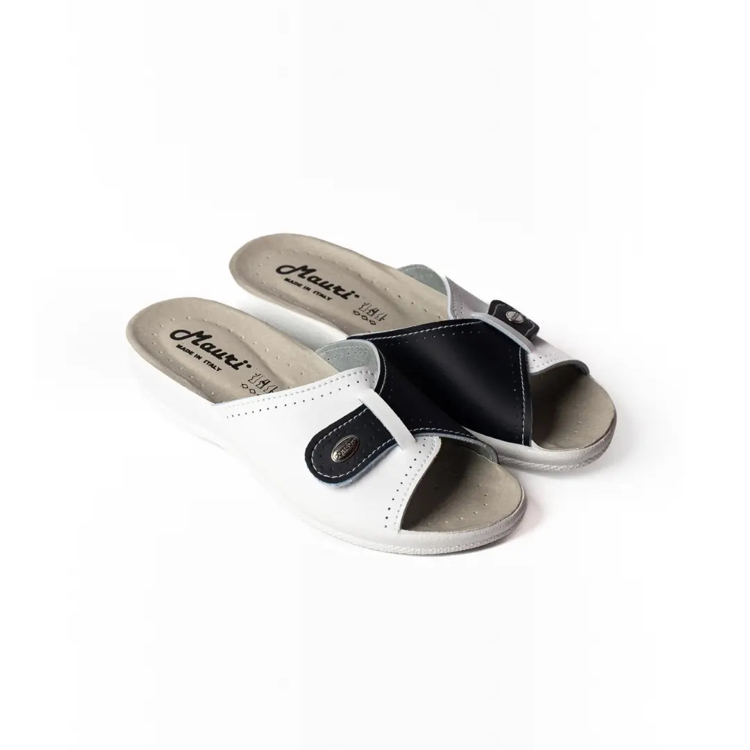 Ciabatte Con Strappo Made in Italy Bianche/Blu ADA