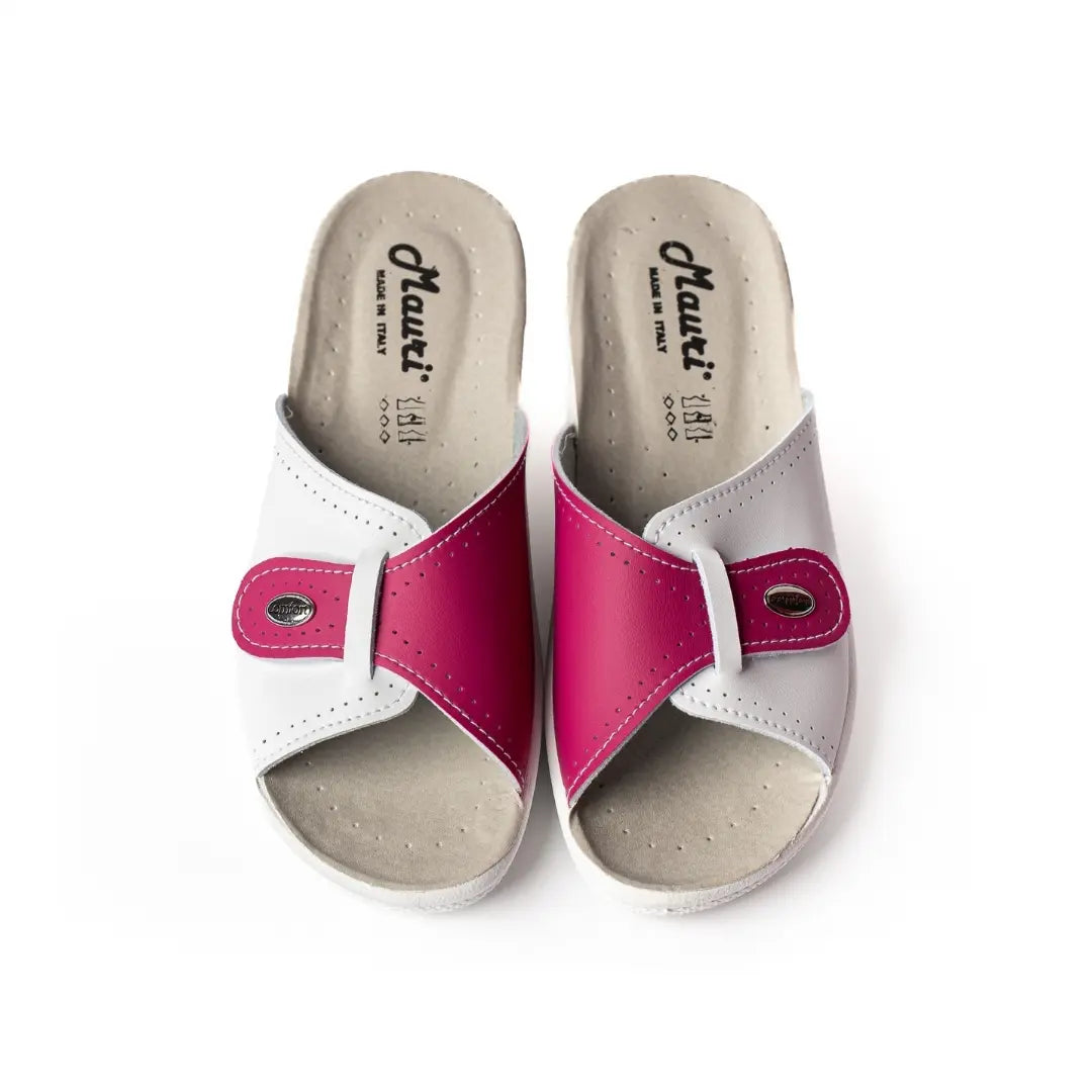 Ciabatte Con Strappo Made in Italy Bianche/Fucsia ADA