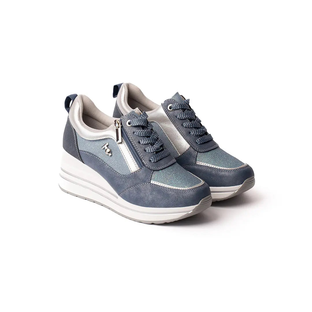 Sneakers Zeppa Alta Azzurre ROSE