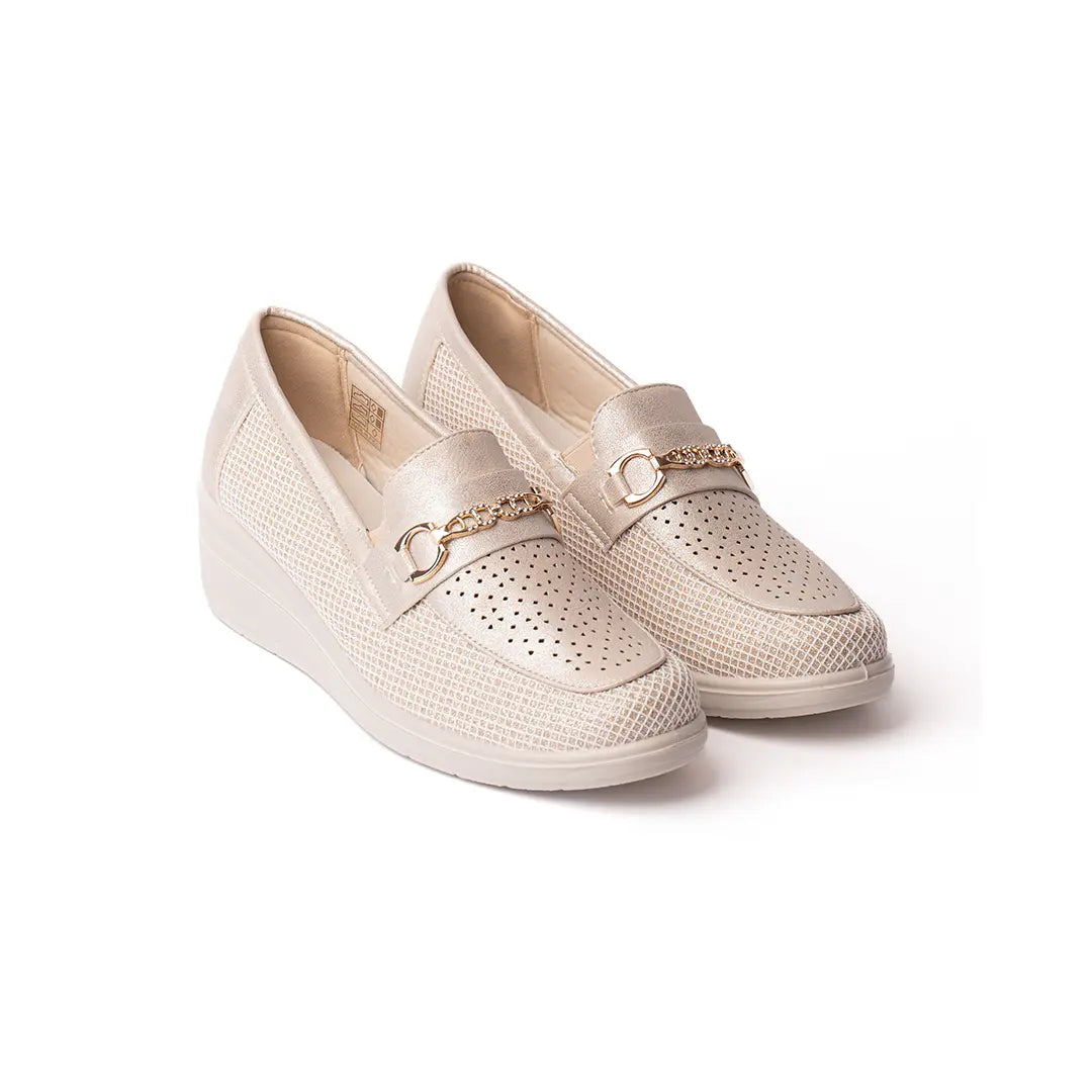 Mocassino Traspirante Zeppa Alta Beige LOU