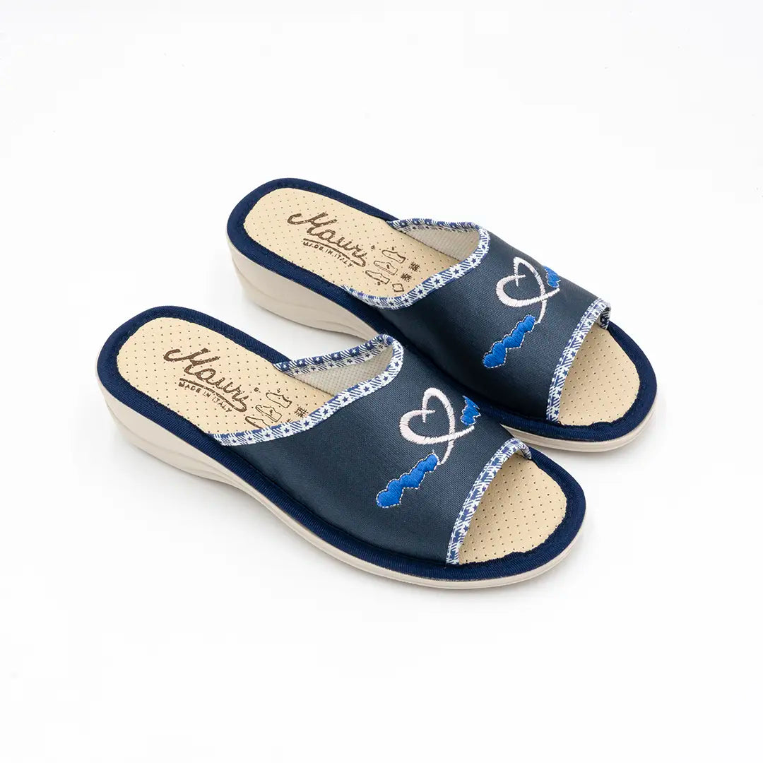 Ciabatte in tessuto Blu HEARTS 8560