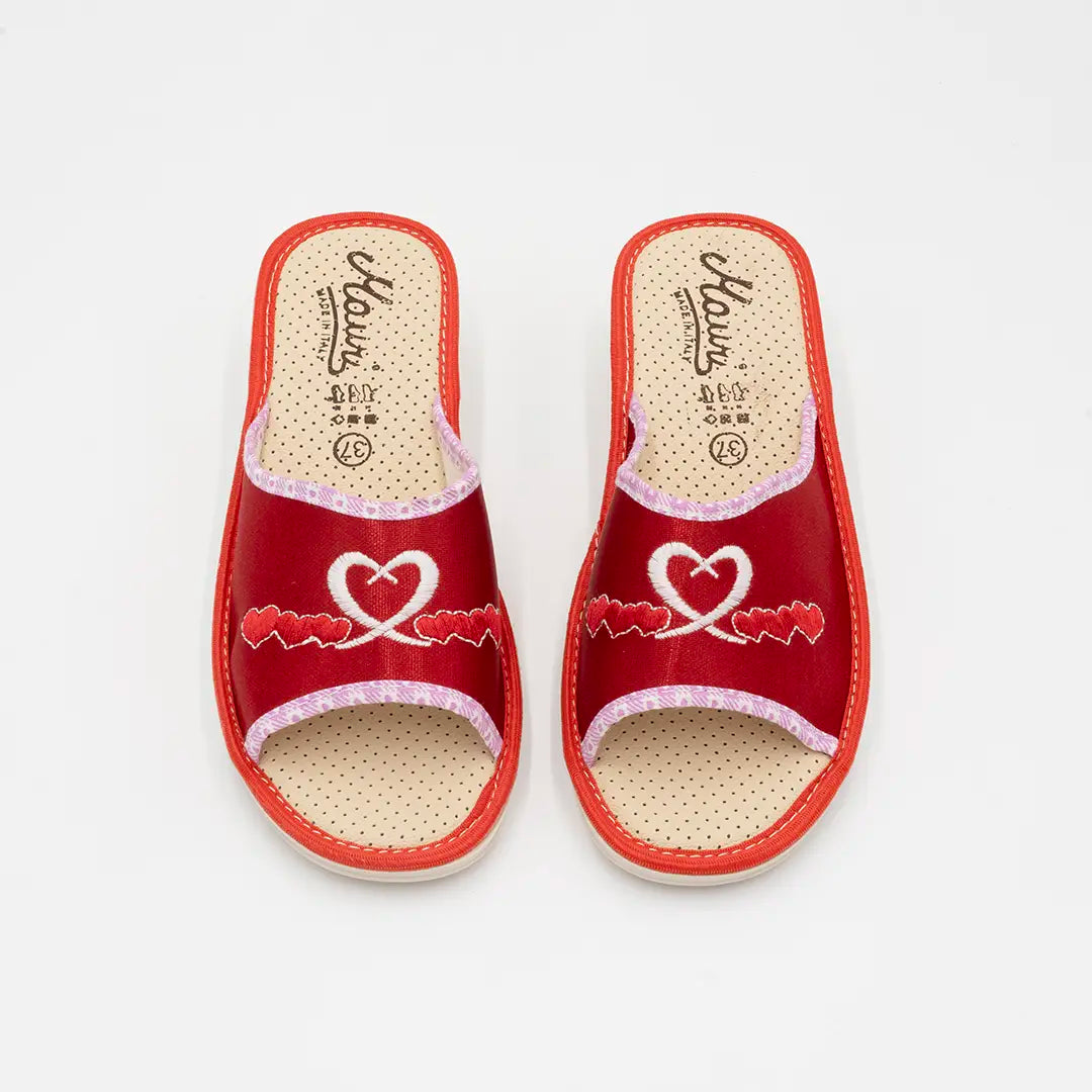 Ciabatte in tessuto Rosse HEARTS 8560
