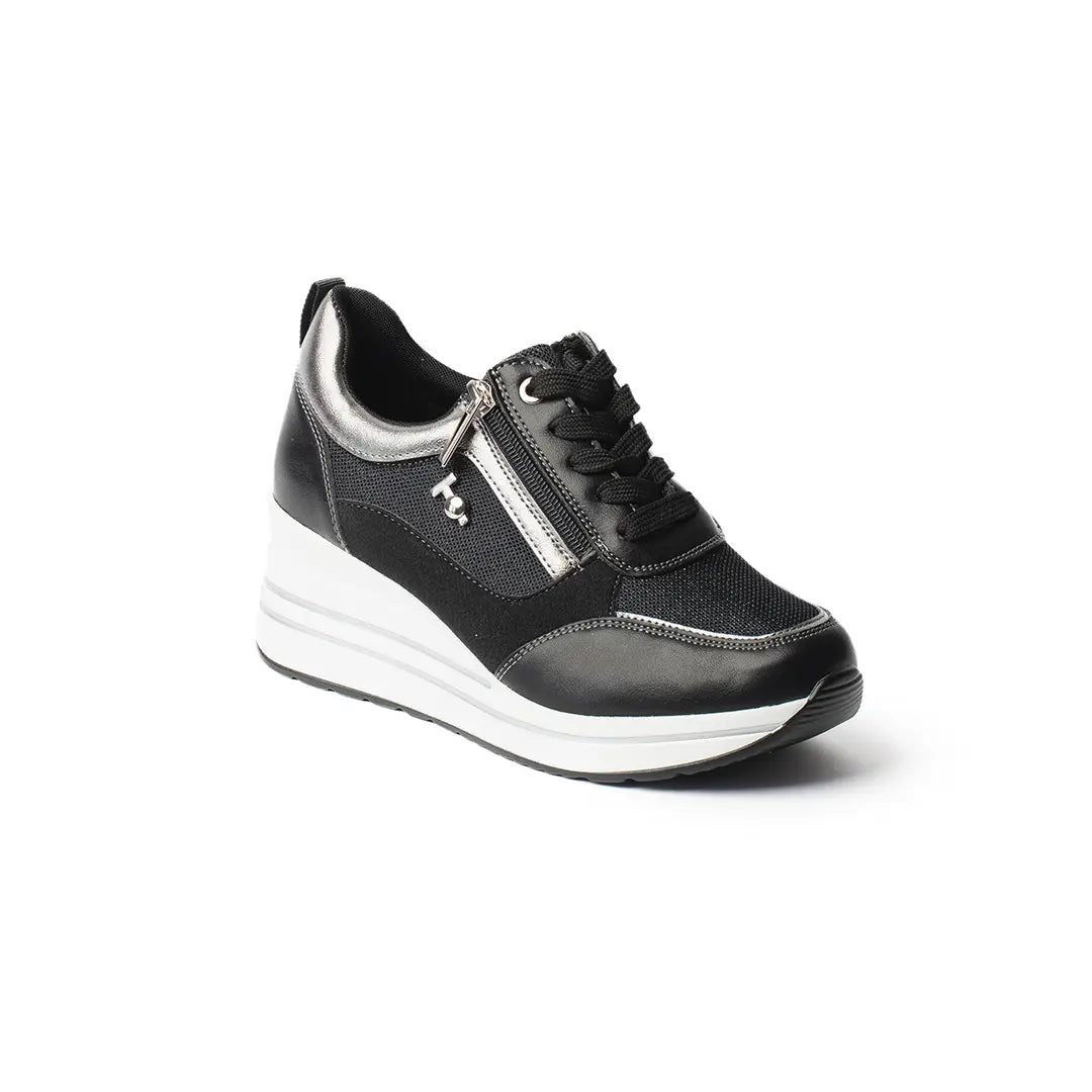 Sneakers Zeppa Alta Nere ROSE