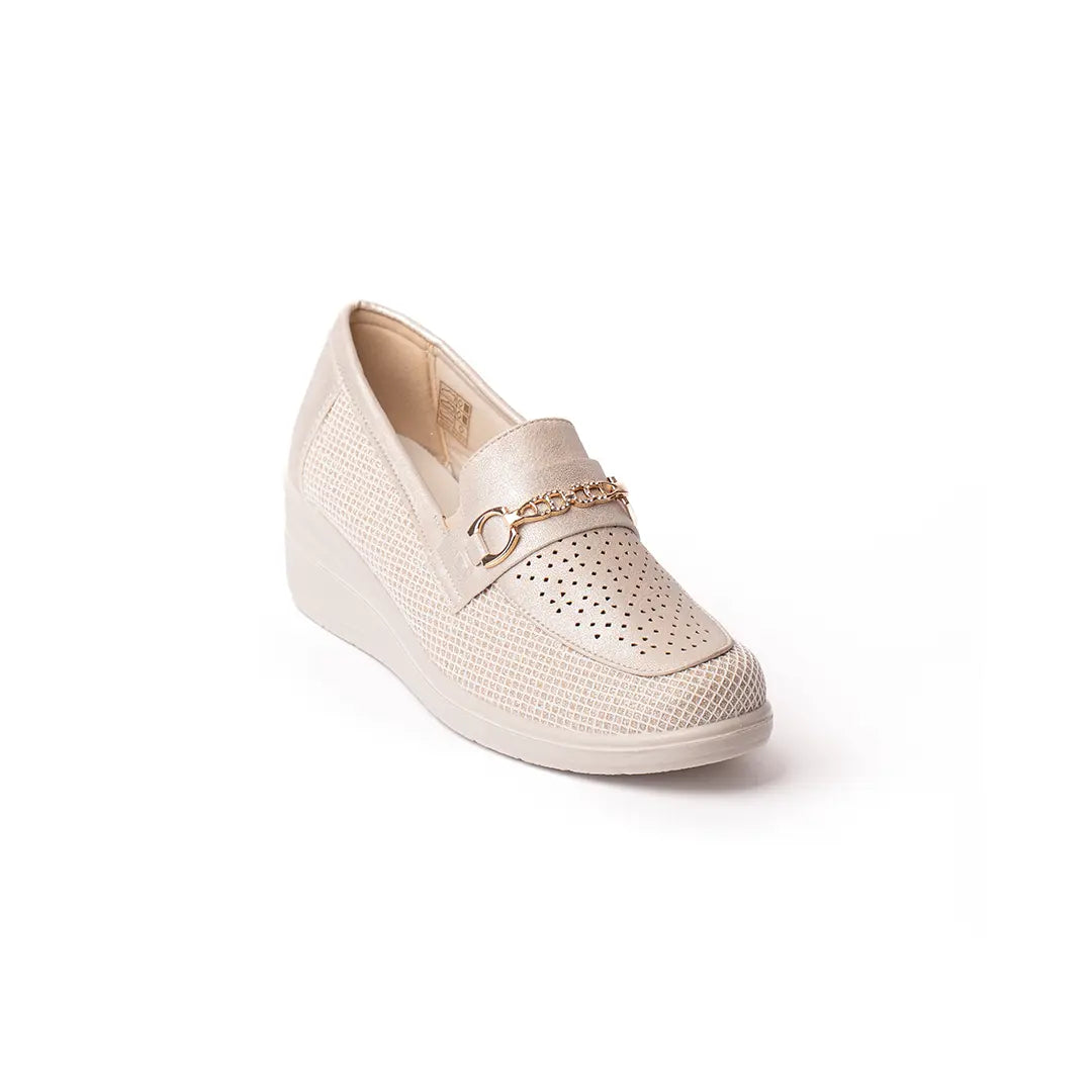 Mocassino Traspirante Zeppa Alta Beige LOU