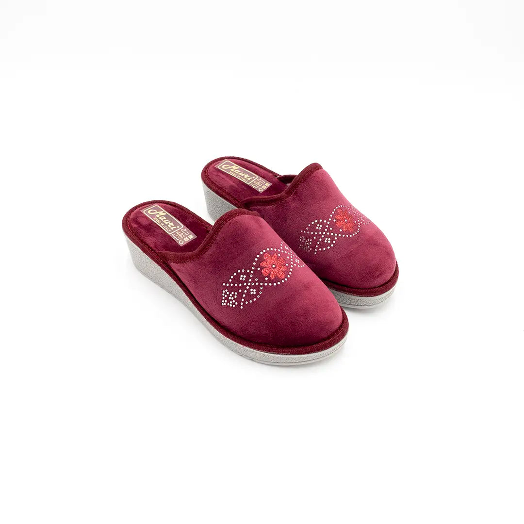 Pantofole Foderate Zeppa Alta Bordò ERYS