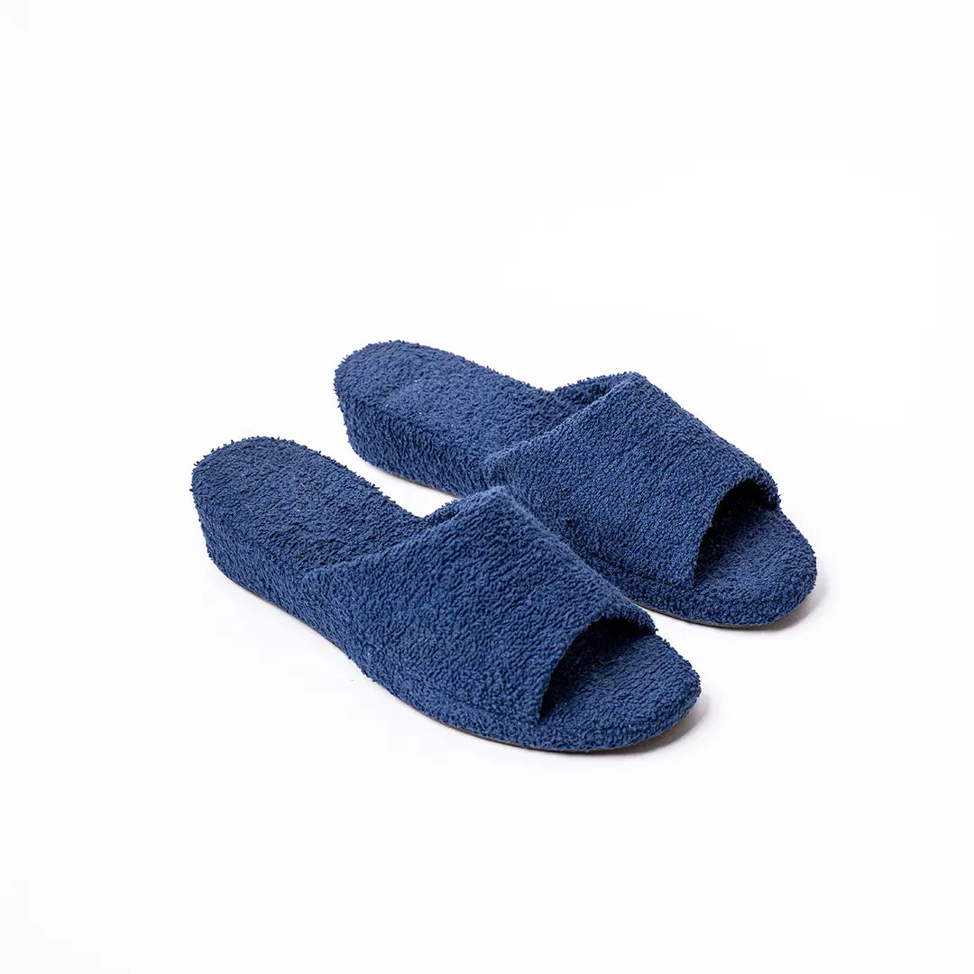 Ciabatte Alte In Cotone (Spugna) Blu BETTY