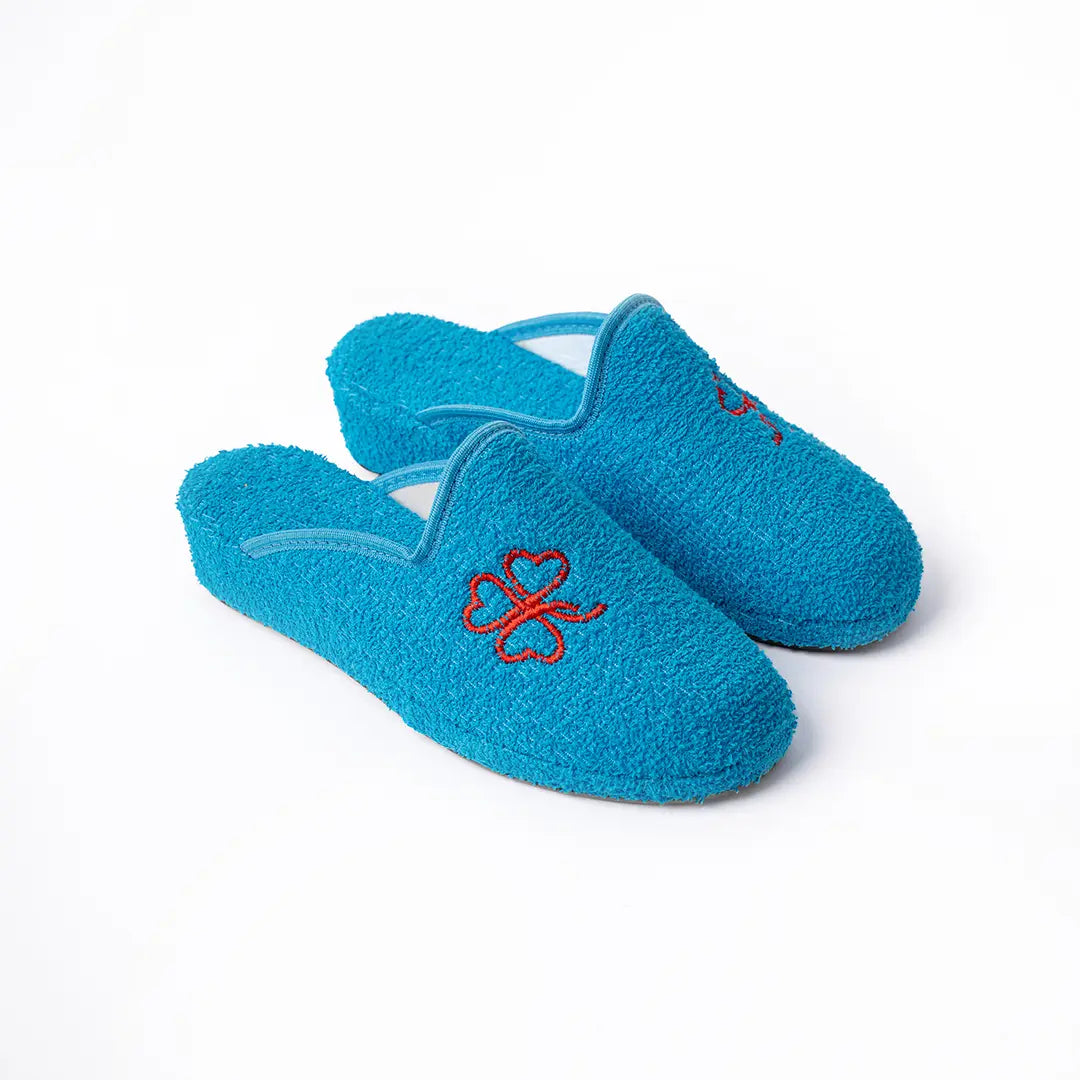 Ciabatte Alte In Cotone (Spugna) Azzurre PATTY