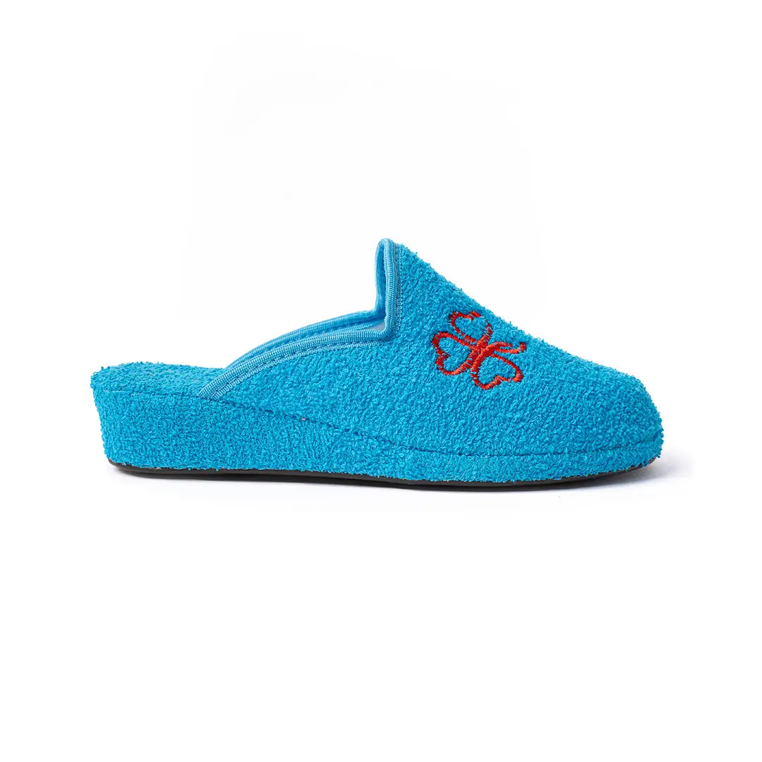 Ciabatte Alte In Cotone (Spugna) Azzurre PATTY