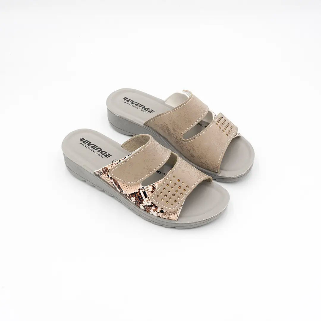 Ciabatte Con Doppio Strappo Beige PITON M257