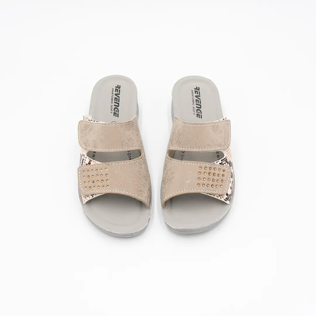 Ciabatte Con Doppio Strappo Beige PITON M257