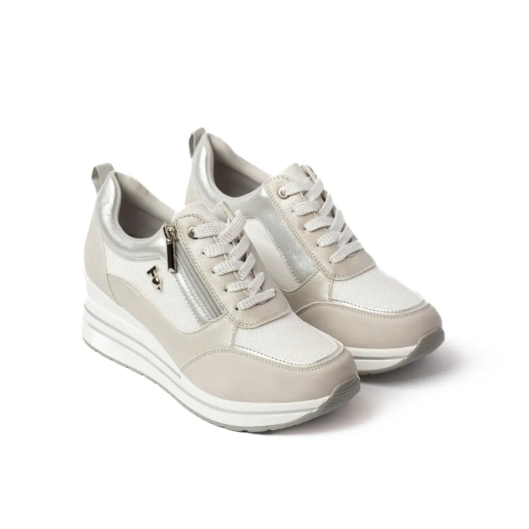 Sneakers Zeppa Alta Panna ROSE