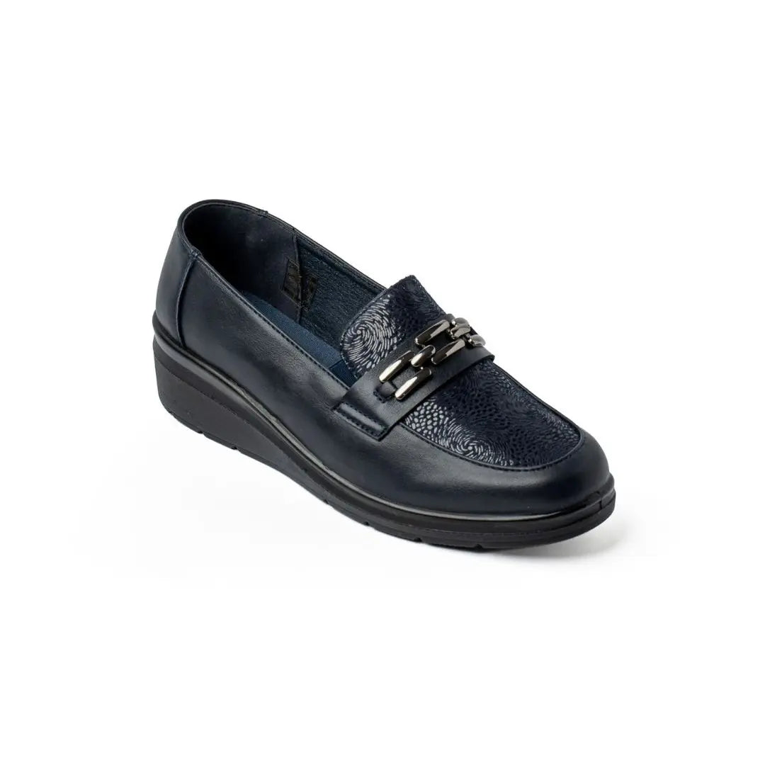 Mocassini Con Zeppa Blu CLARA