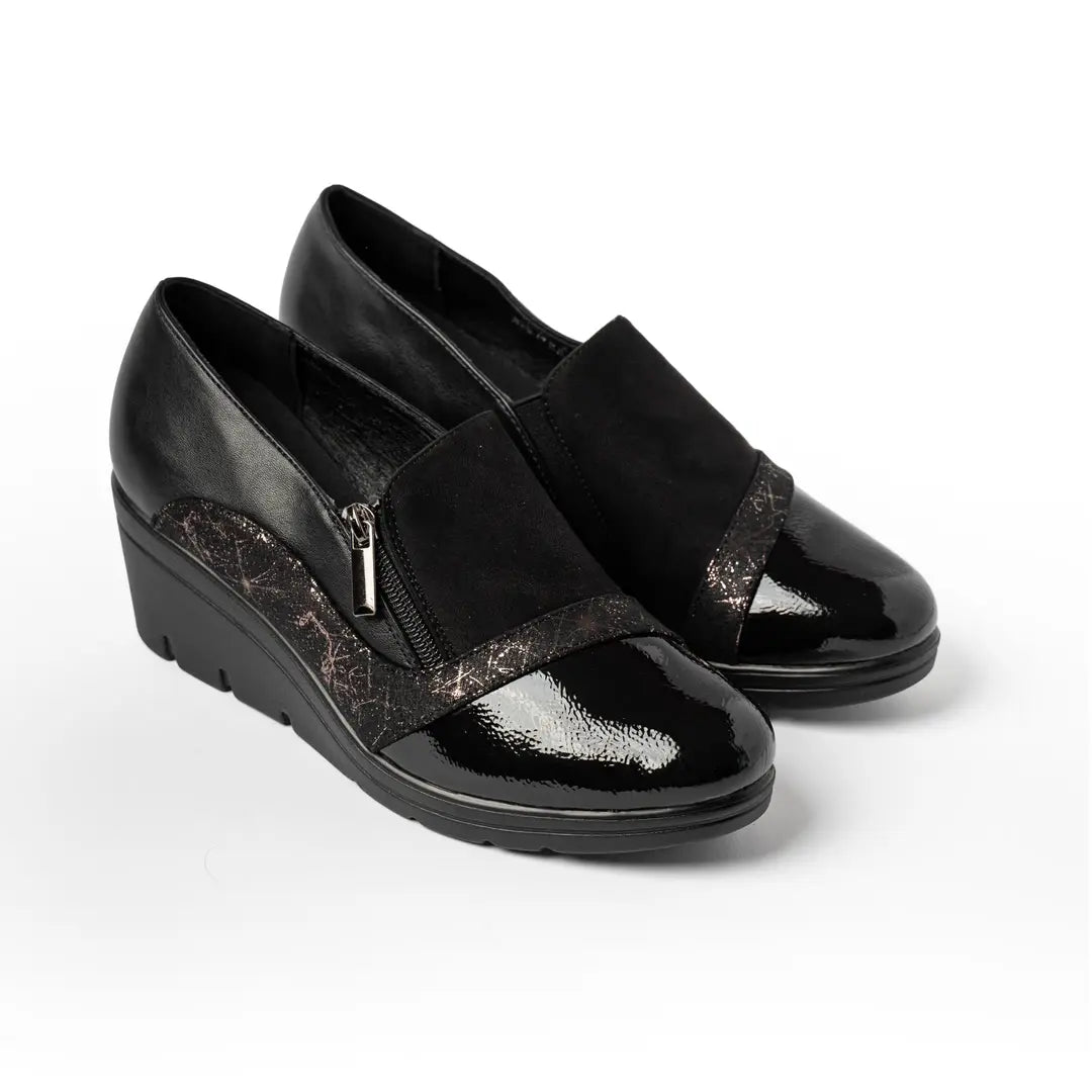 Scarpe Con Zeppa E Zip Nere GRETA