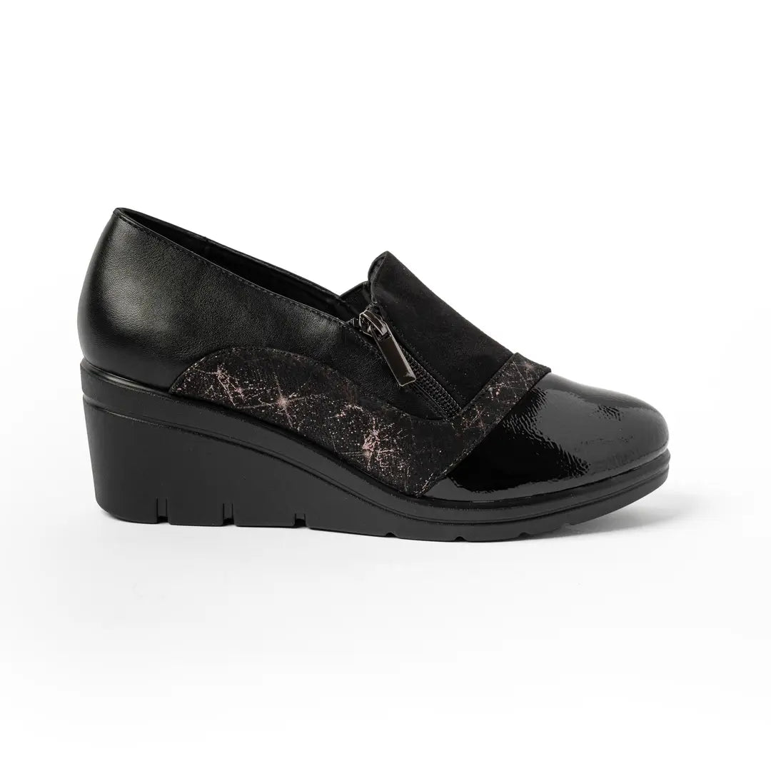 Scarpe Con Zeppa E Zip Nere GRETA