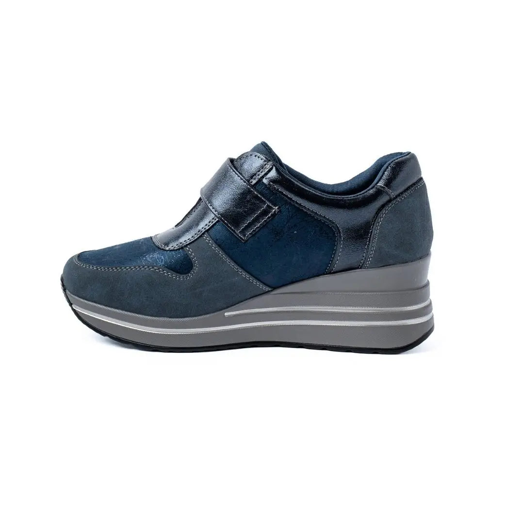 Sneakers Zeppa Alta Con Strappo Blu NORA Winter