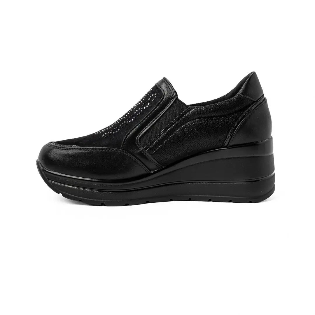 Sneakers Zeppa Alta Con Zip Nere VIVY